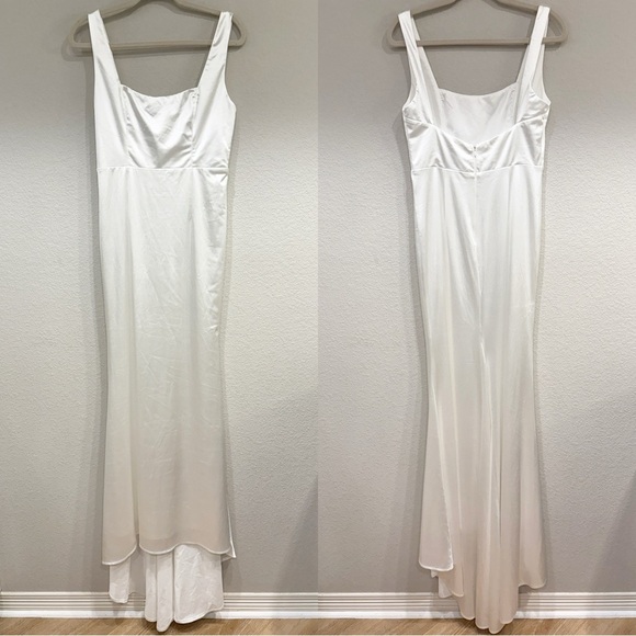 NWOT Lulus Sensational Promise White Satin Square Neck Mermaid Maxi Dress - Picture 5 of 9